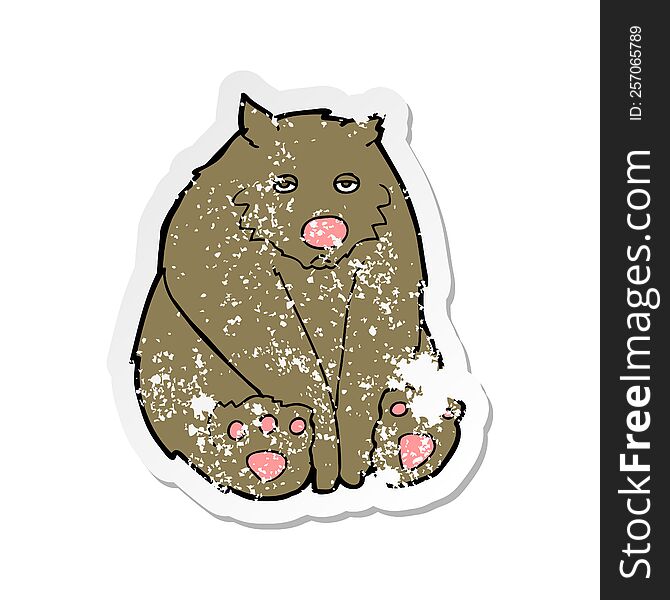 Retro Distressed Sticker Of A Cartoon Sad Bear