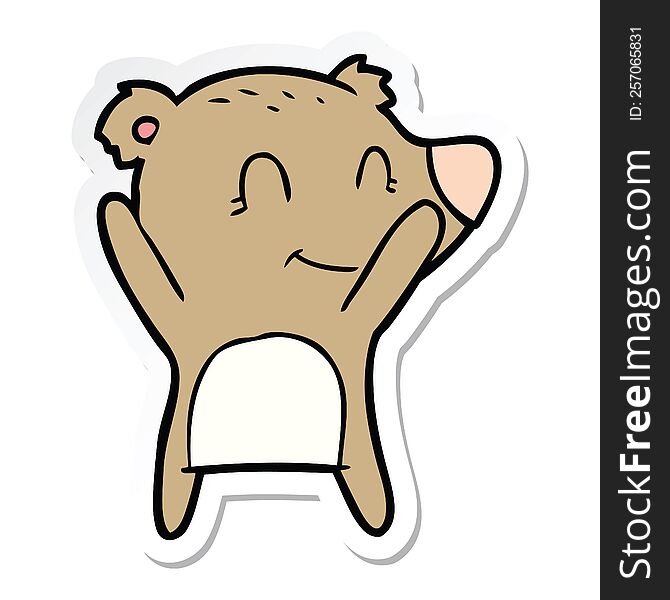 sticker of a smiling bear cartoon