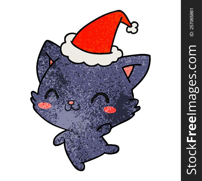 Christmas Textured Cartoon Of Kawaii Cat