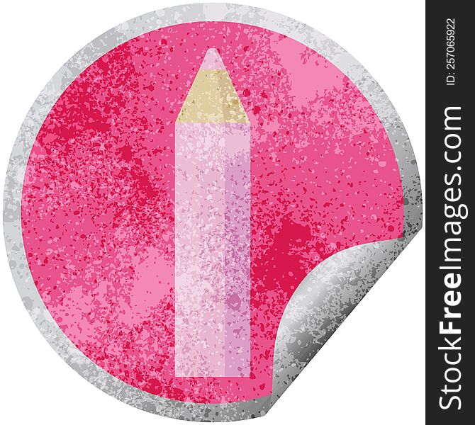 Pink Coloring Pencil Graphic Circular Sticker