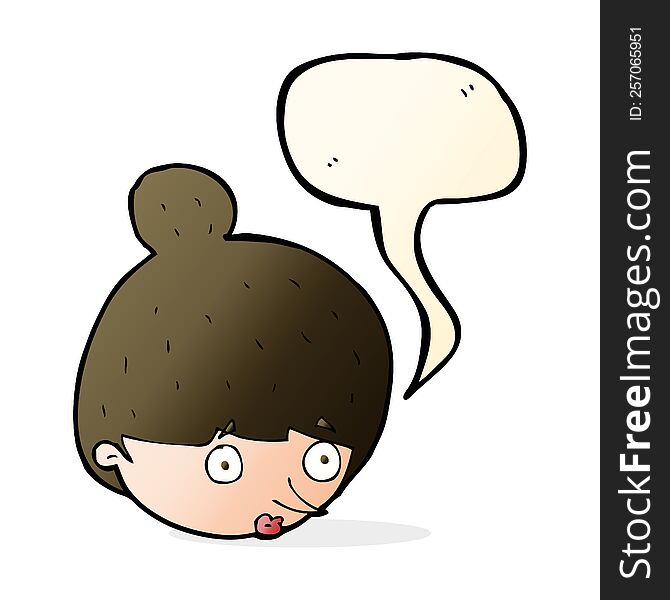 cartoon surprised woman\'s face with speech bubble