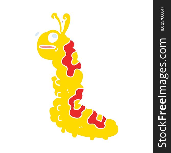 funny flat color style cartoon caterpillar