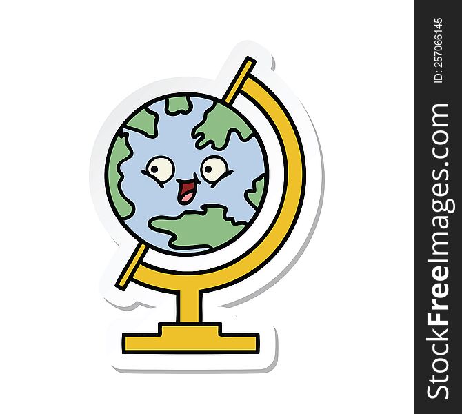 sticker of a cute cartoon globe of the world