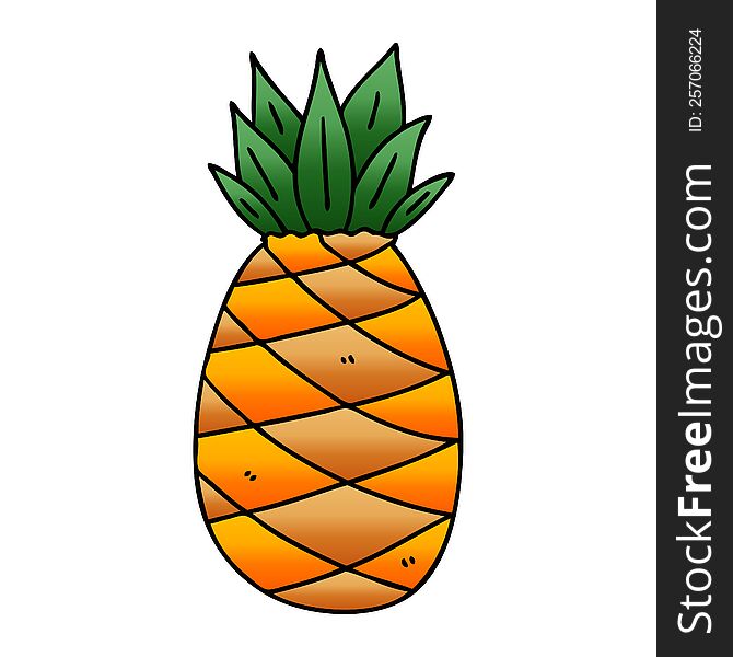 gradient shaded quirky cartoon pineapple. gradient shaded quirky cartoon pineapple