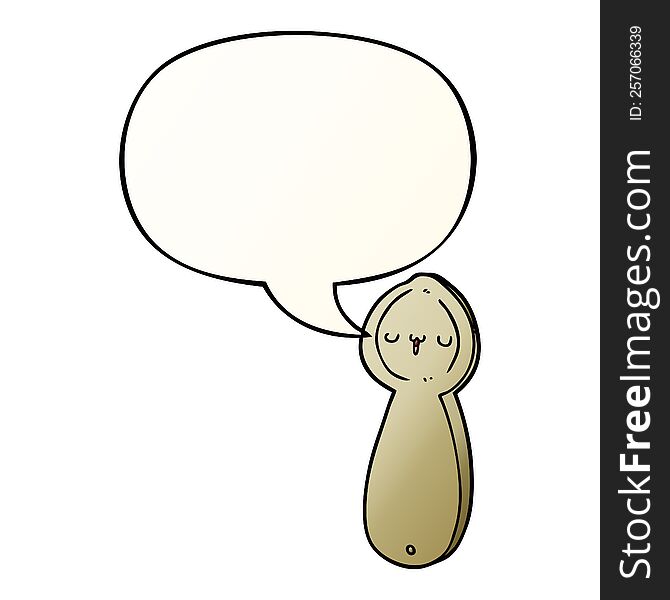 cartoon spoon with speech bubble in smooth gradient style
