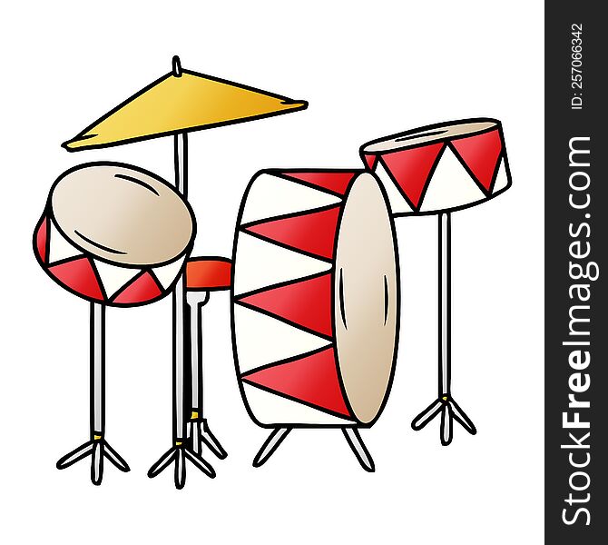 Gradient Cartoon Doodle Of A Drum Kit