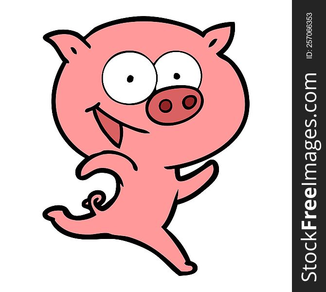 cheerful running pig cartoon. cheerful running pig cartoon