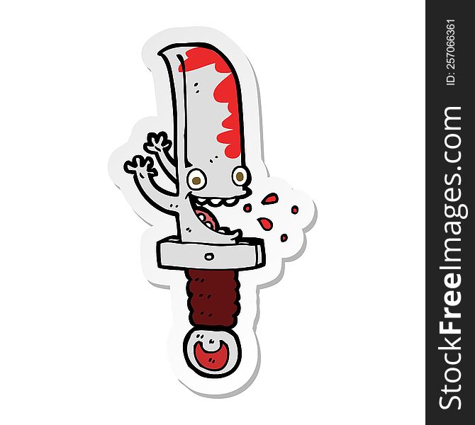 Sticker Of A Crazy Knife Cartoon Character