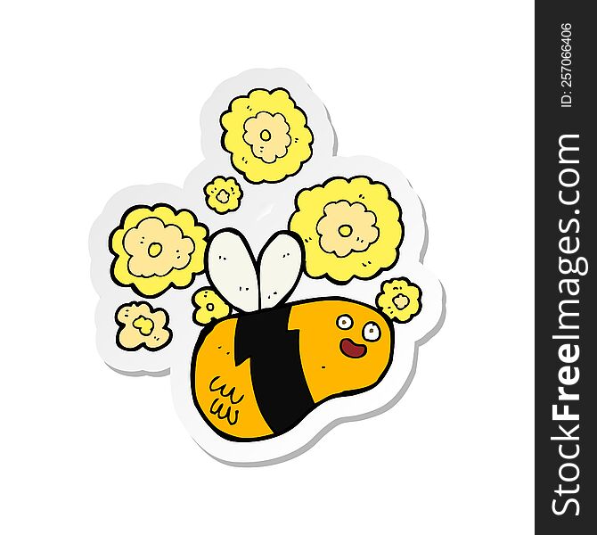 Sticker Of A Cartoon Bee