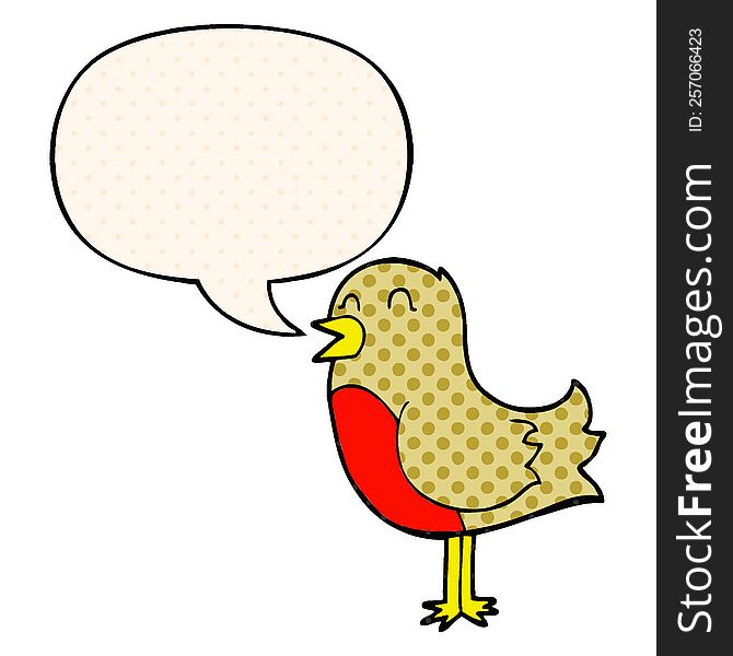 cartoon bird with speech bubble in comic book style