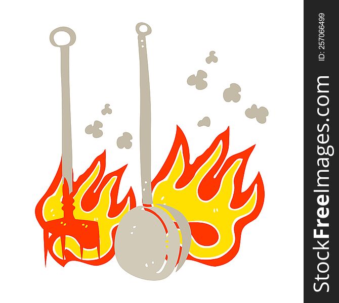 Flat Color Illustration Of A Cartoon Hot Fireside Tools