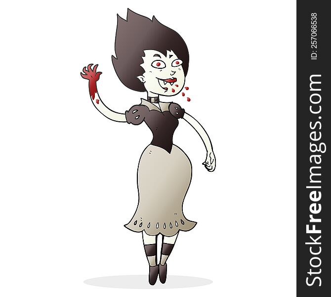 freehand drawn cartoon blood sucking vampire girl