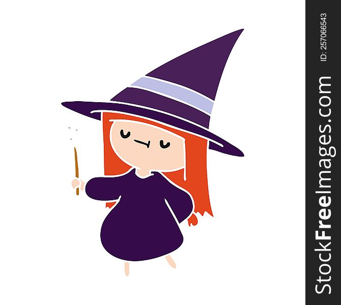 Cartoon Of A Cute Kawaii Witch Girl
