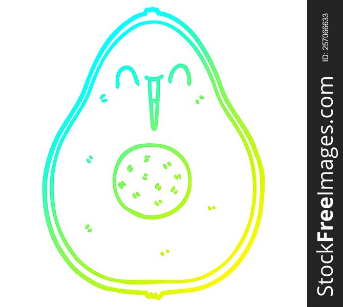 Cold Gradient Line Drawing Cartoon Happy Avocado