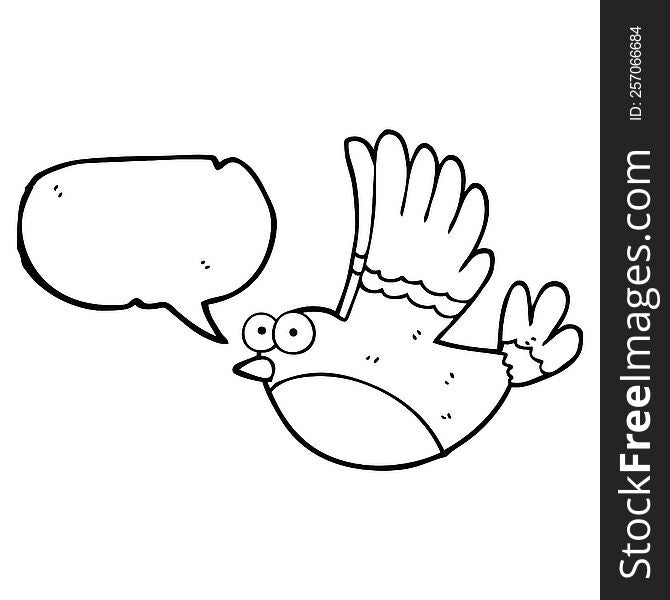 freehand drawn speech bubble cartoon flying bird