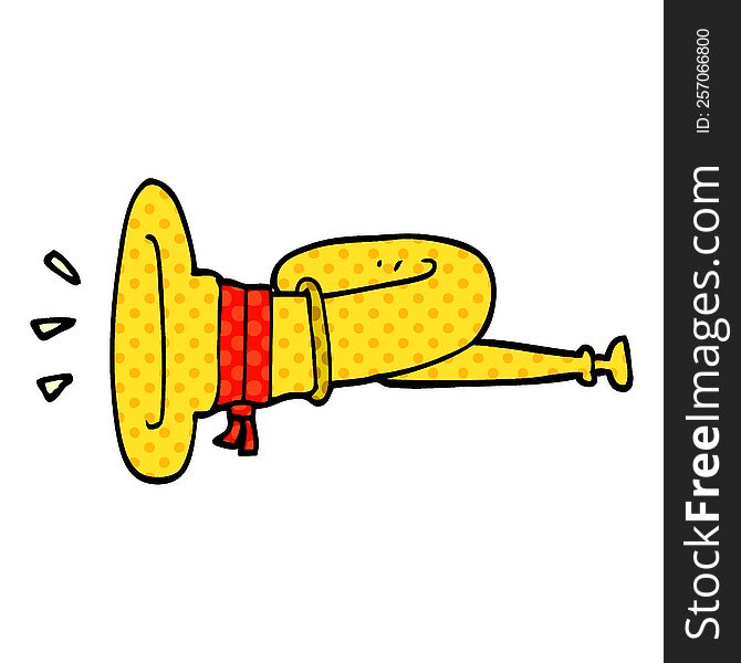 cartoon doodle curled horn instrument