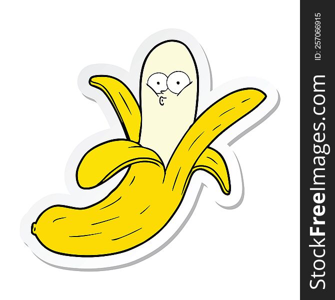 sticker of a cartoon banana with face