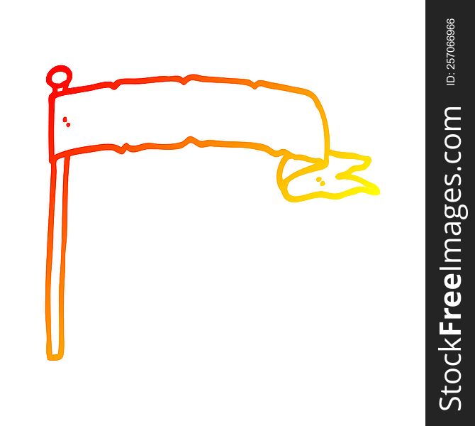 warm gradient line drawing of a cartoon waving white banner flag