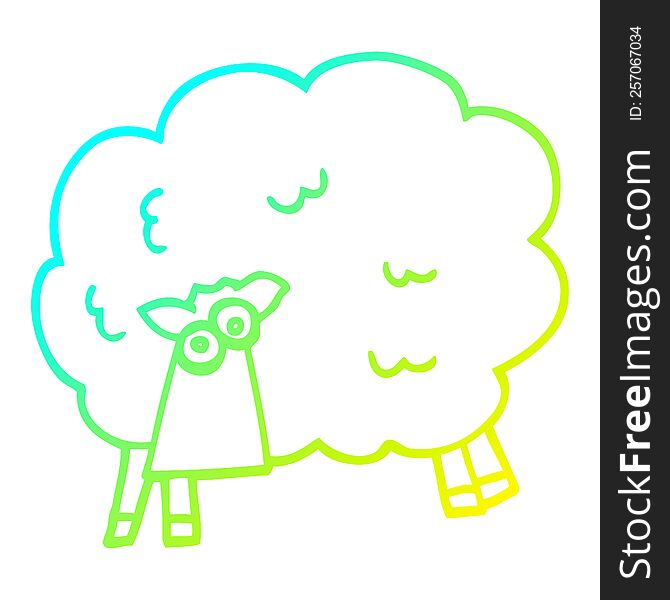 Cold Gradient Line Drawing Cartoon Funny Sheep