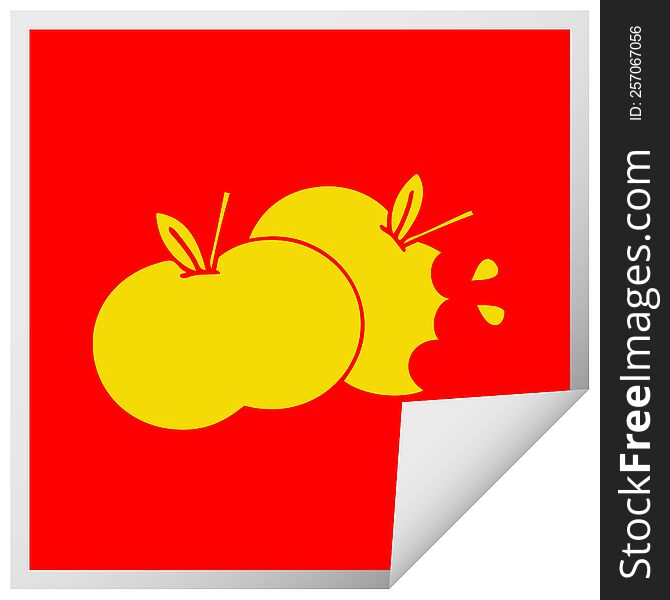 Square Peeling Sticker Cartoon Juicy Apple
