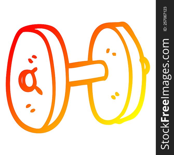 warm gradient line drawing of a cartoon gym weights