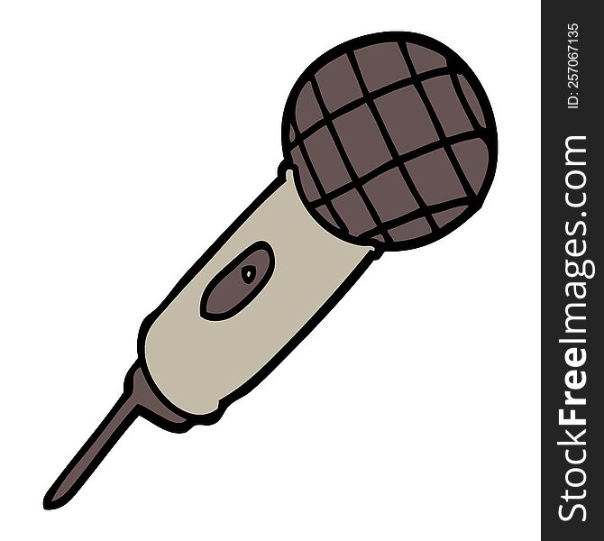 Hand Drawn Doodle Style Cartoon Microphone