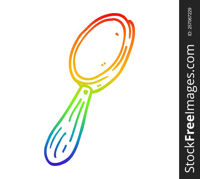 rainbow gradient line drawing of a cartoon magnifying glass