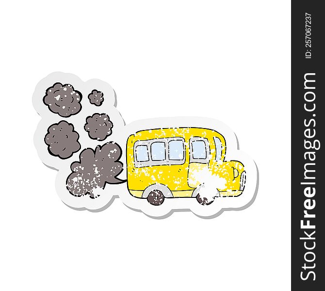retro distressed sticker of a cartoon yellow school bus