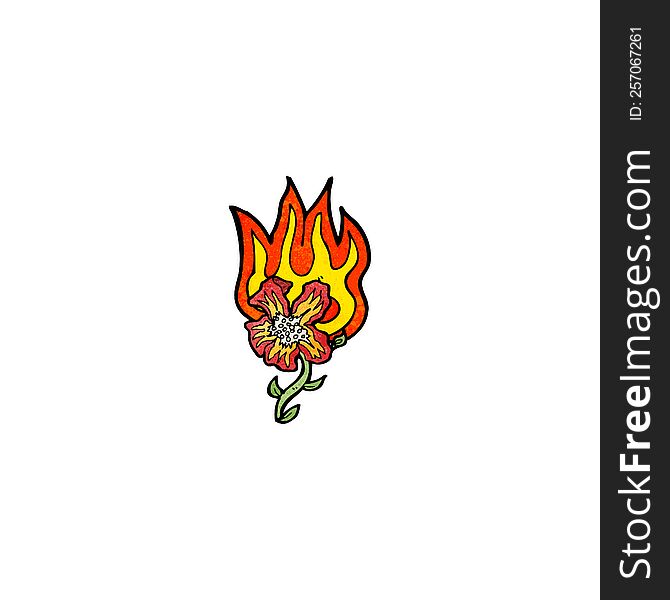 cartoon flaming flower