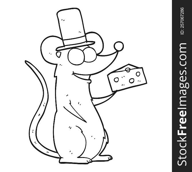 Black And White Cartoon Mouse With Cheese