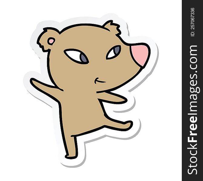 Sticker Of A Cute Cartoon Bear Dancing