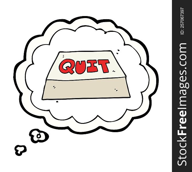 freehand drawn thought bubble cartoon quit button