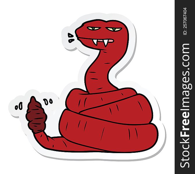 sticker of a cartoon angry rattlesnake