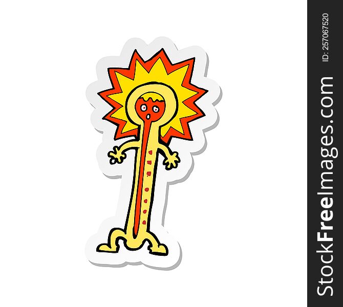 Sticker Of A Cartoon Hot Thermometer