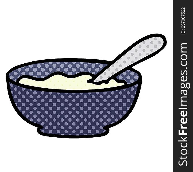 comic book style quirky cartoon bowl of porridge. comic book style quirky cartoon bowl of porridge