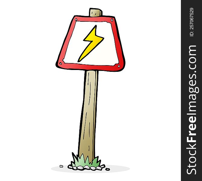 Cartoon Electrical Warning Sign