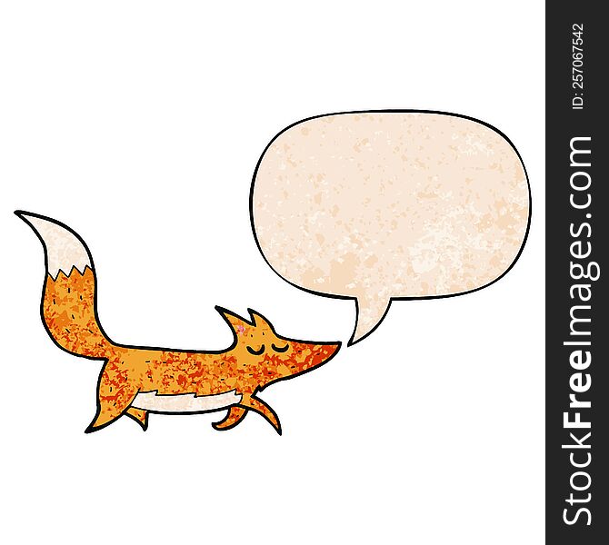 Cartoon Wolf And Speech Bubble In Retro Texture Style