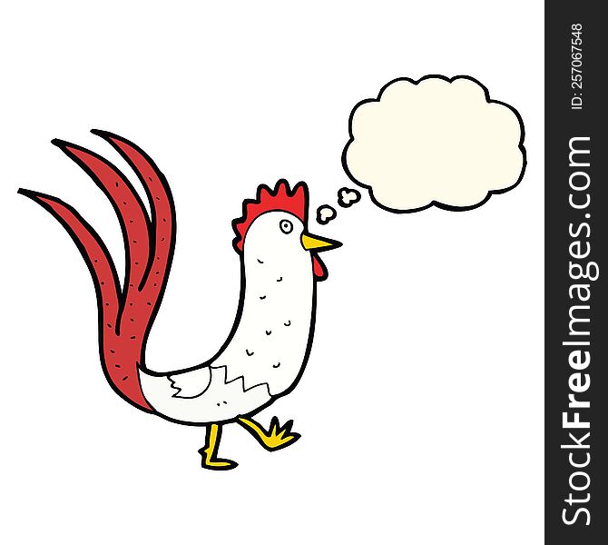 Cartoon Cockerel With Thought Bubble