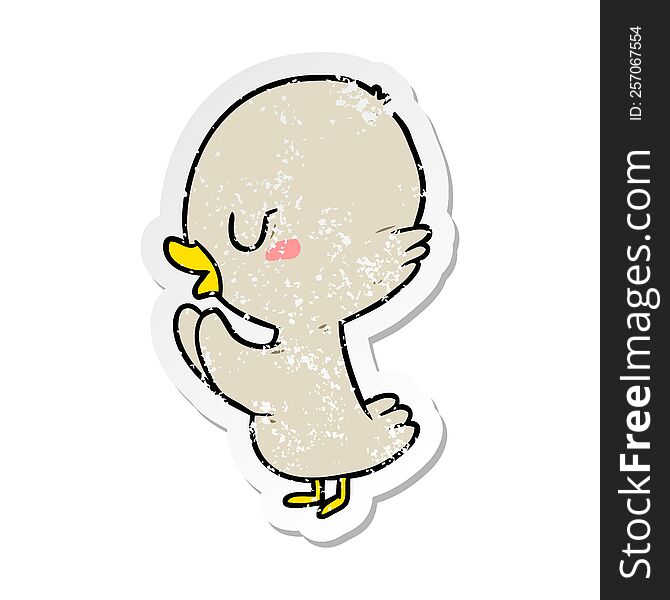 distressed sticker of a cartoon duckling