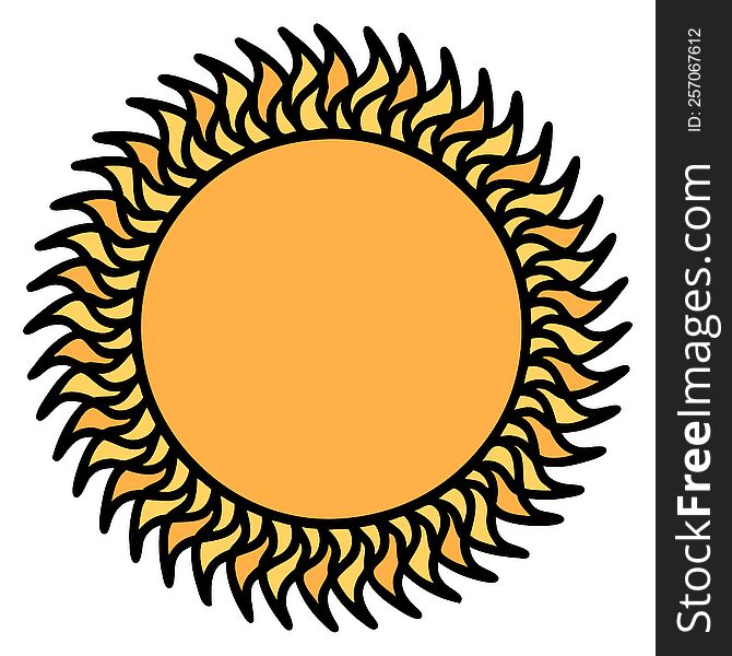 tattoo in traditional style of a sun. tattoo in traditional style of a sun