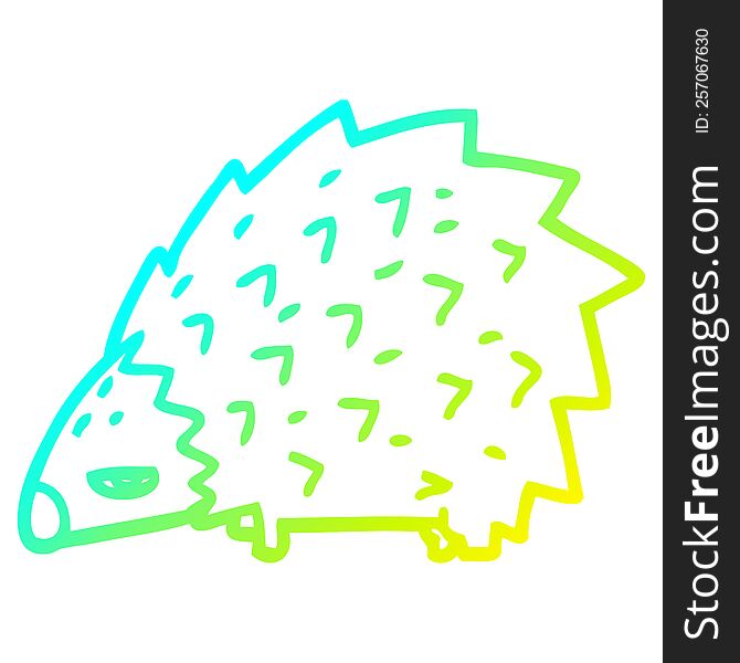 cold gradient line drawing of a cartoon angry hedgehog
