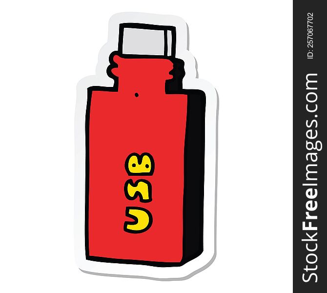 sticker of a cartoon flash drive