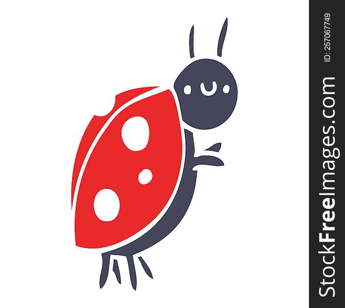 Flat Color Style Cartoon Ladybug