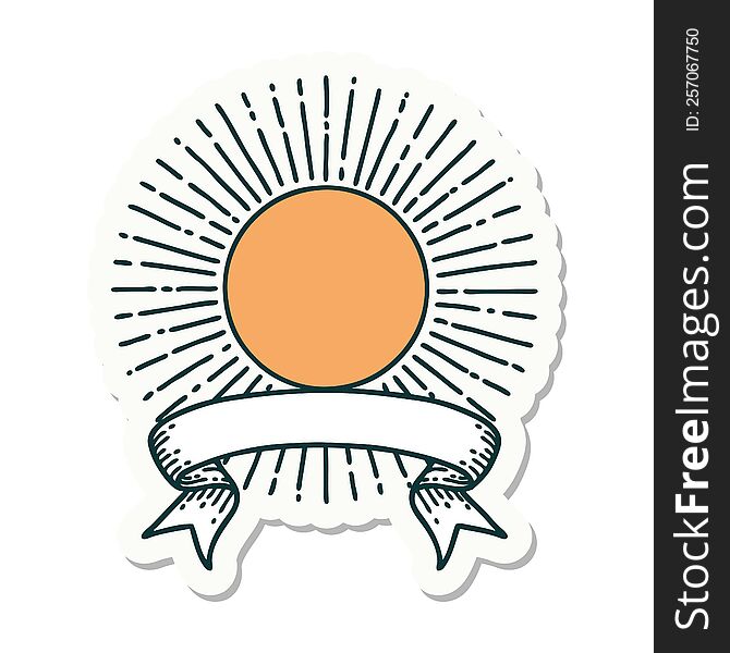 Tattoo Sticker With Banner Of A Sun