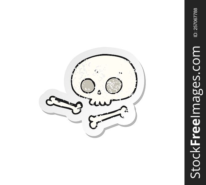 retro distressed sticker of a cartoon skull and bones