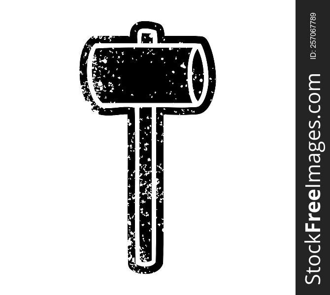 grunge distressed icon of a mallet. grunge distressed icon of a mallet
