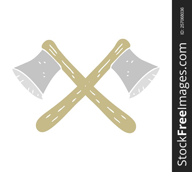 Flat Color Illustration Of A Cartoon Crossed Axes