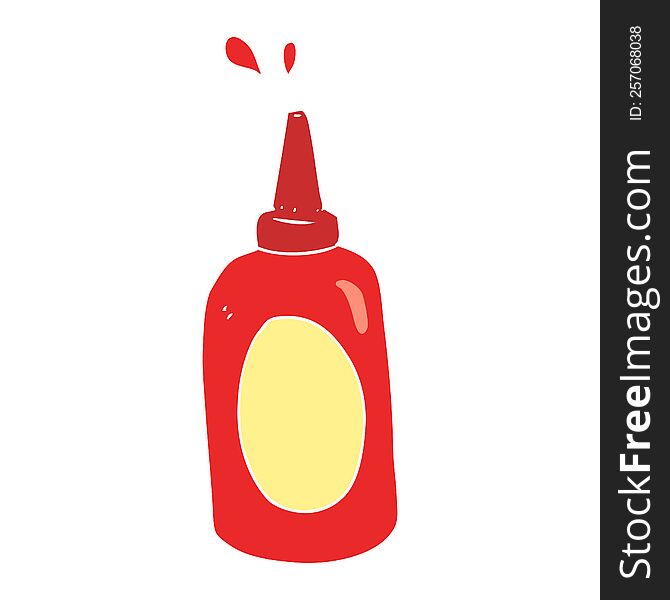 flat color illustration of ketchup bottle. flat color illustration of ketchup bottle