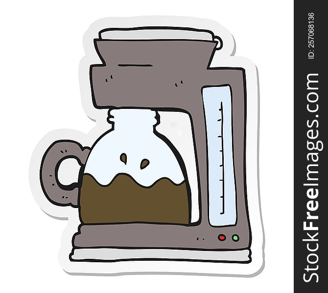 sticker of a cartoon coffee filter machine