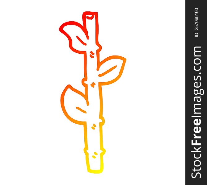 warm gradient line drawing of a cartoon bamboo